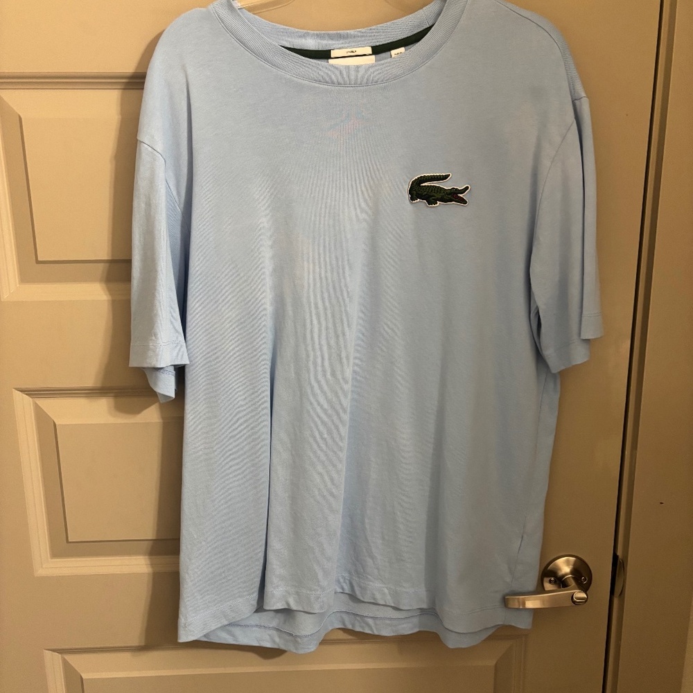 Blue Lacoste Large Alligator Tee - Size Medium